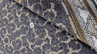 فرش طرح 700 شانه ورژن طلاکوب، طرح لوتوس دودی کلکسیون صدف کد 034