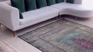 بهترین فرش ابریشم ماشینی 1200 شانه با طرح درخت زندگی سبز در دکوراسیون داخلی