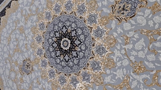 فرش طرح 700 شانه ورژن طلاکوب، طرح نایین نقره ای کلکسیون صدف کد 015