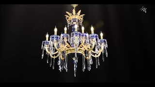 لوستر برنزی با بلورهای آبی پارس لوستر فراهانی