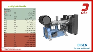 توان مصرفی دیزل ژنراتور 250 کاوا بادوین ـ دژن ژنراتور