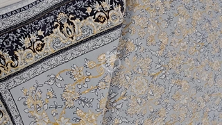 فرش طرح 700 شانه ورژن طلاکوب، طرح اوستا نقره ای کلکسیون صدف کد 039