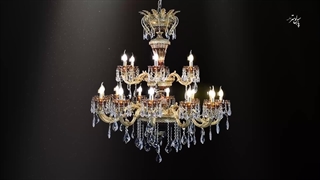 لوستر برنزی با آویزهای کریستالی پارس لوستر فراهانی