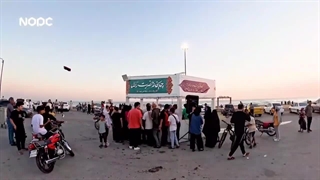 نمایی زیبا از برپایی موکب شرکت پتروشیمی نوری. در ساحل نیلگون خلیج همیشه فارس در شهر کنگان