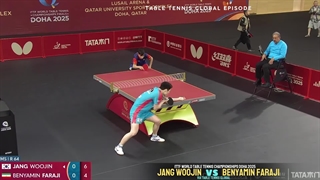 مسابقه تنیس روی میز بنیامین فرجی با جانگ ووجین کره ای دوحه 2025