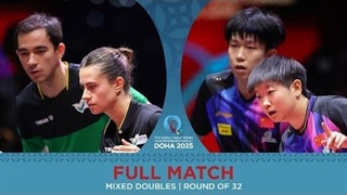 مسابقه دوبل پینگ پنگ هوگو کالدرانو/برونا تاکاهاشی در برابر وانگ چوکین/سان یینگشا | قهرمانی جهان 2025 | مرحله یک سی و دوم