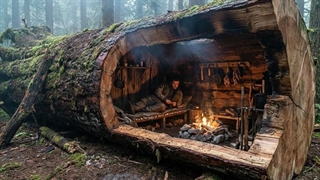 من یک پناهگاه مخفی درون یک درخت توخالی ساختم