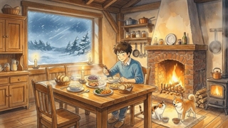 خورش مرغ خامه‌ای و نان خمیر ترش تازه - شام زمستانی دنج | استودیو گیبلی ASMR